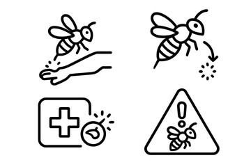 Bee sting icons set