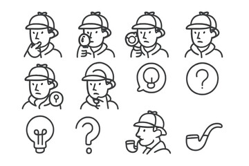 Detective Icons with Sherlock Holmes Character