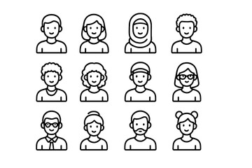 Set of Diverse User Profile Icons with Soft Glow