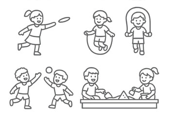 Naklejka premium Children Playing and Sports