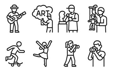 Naklejka premium Creative Arts and Hobbies Icon Set