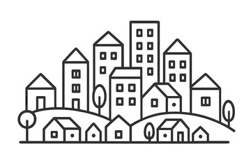 Obraz premium Minimalist cityscape with diverse building heights