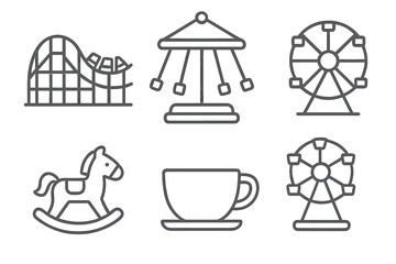 Amusement Park Icons on Dark Background