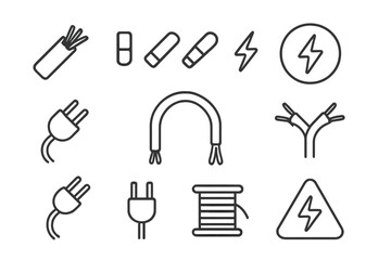 Obraz premium Electrical and magnetic symbols line art