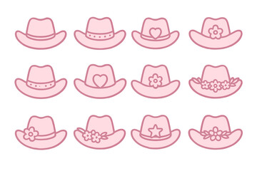 Pink Cowboy Hats with Decorative Embellishments