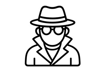Spy in a hat and trench coat icon