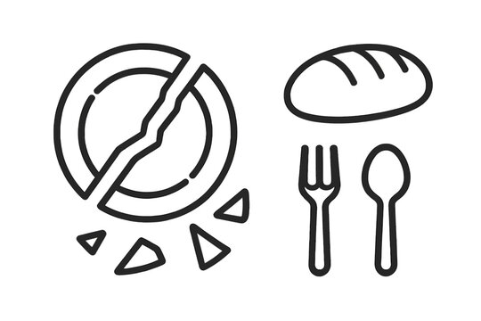 Broken plate and cutlery icons