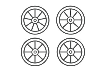 Four identical wagon wheels on a gradient background © Andrei