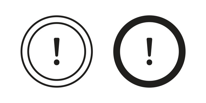 Exclamation button icons. Minimal logo design element, vector illustration.