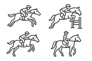 Horse Riding Silhouettes with Neon Glow Effect