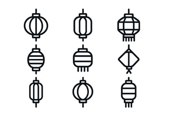 Naklejka premium Set of Chinese Lantern Icons