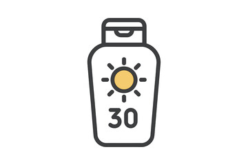 Sunscreen bottle with SPF 30 icon