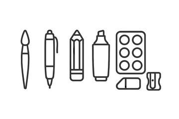 Stationery icons on a dark background