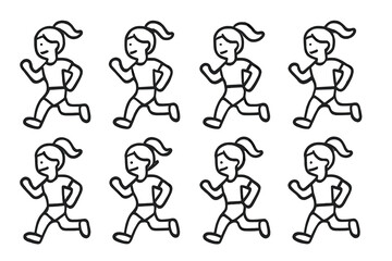 Naklejka premium Running girl icons in a grid