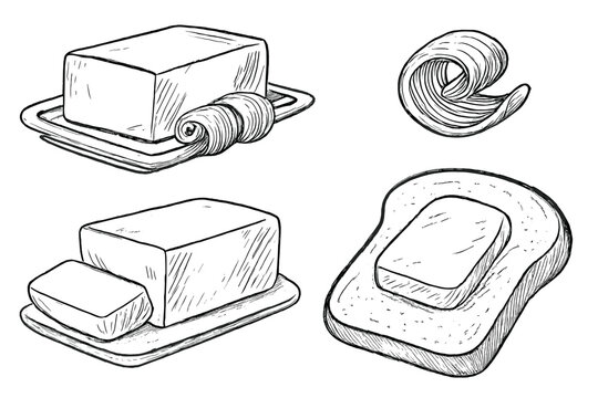 Butter illustrations on a dark background