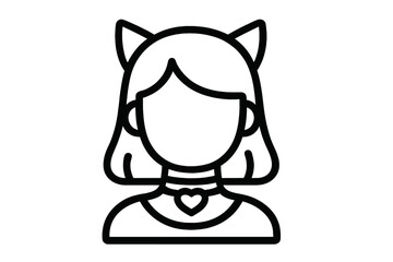 Cute Girl with Cat Ears and Heart Necklace Icon