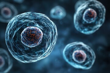 3D Illustration of Animal Cells on a Blue Background: Exploring Early Embryonic Structures and Their Role in Medicine and Stem Cell Research