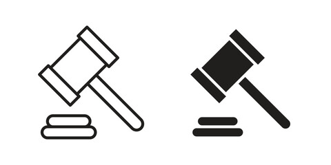 Gavel icons. Minimal logo design element, vector illustration.