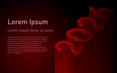 3D Red 2026 Typography with Text Space on Dark Background