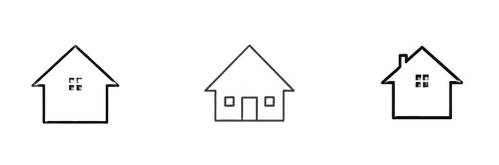 Set of House Line Art Icons, Vector Style Graphics png oil paint