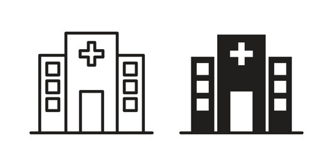 Naklejka premium Hospital icons. Minimal logo design element, vector illustration.