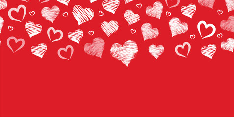 Romantic Hand-Sketched Red Hearts Scattered Design	
