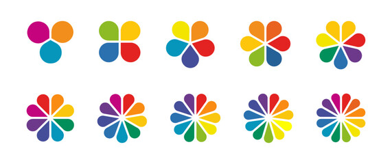 Colorful flower pie chart infographic with 1 to 12 equal segments PNG. Round circular diagram for data presentation vector