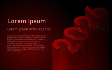 3D Red 2026 Typography with Text Space on Dark Background