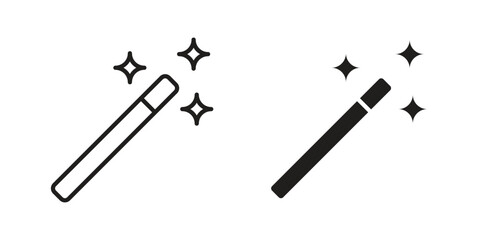 Magic wand icons. Minimal logo design element, vector illustration.
