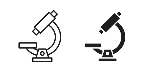 Microscope icons. Minimal logo design element, vector illustration.
