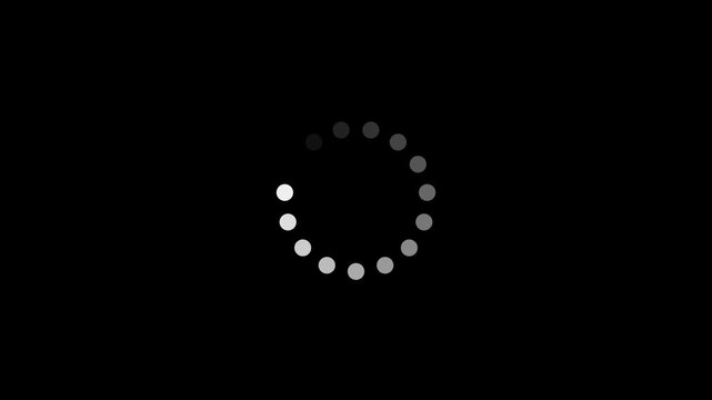 White loading spinner with fading dots on black progress .animated circle loading gif video icon