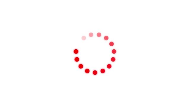 Red loading spinner with fading dots on white progress .animated circle loading gif video icon