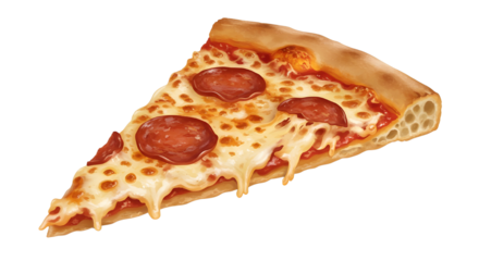 Isolated Pepperoni Pizza Slice Illustration with Melted Cheese isolated PNG with Transparent Background