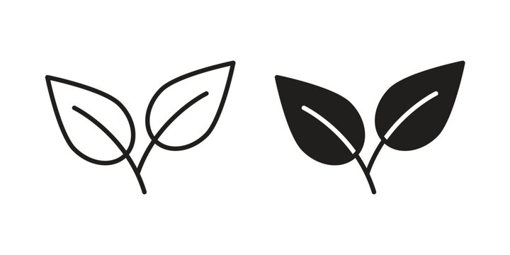 Vegan icons. Minimal logo design element, vector illustration.