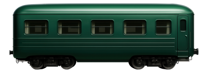 Sleeper car featuring horizontal compartment windows and a green exterior.