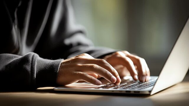H&auml;nde tippen auf Laptop &ndash; anonymes digitales Arbeiten
