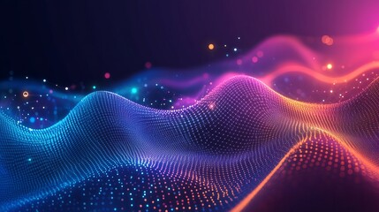 Stunning dynamic abstract wave of glowing digital data points representing futuristic technology and connectivity