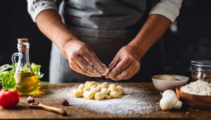 making fresh gnocchi homemade italian pasta recipe chef preparing dough cooking traditional food delicious meal