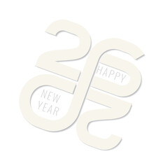 2026 Trendy Color Concept with Cut Bold Numerals Making Mobius Loop Impossible Figure Logo and Happy New Year Lettering - White on Similar Background - Mixed Graphic Design