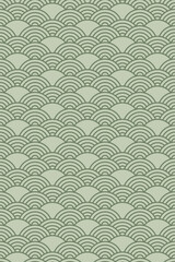 Traditional Japanese style pattern pastel green circle wave shape fabric fashion art aesthetic wallpaper background