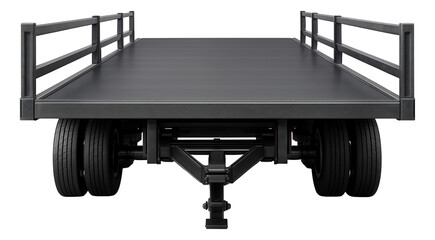 Extendable flatbed trailer with sturdy side rails for enhanced support.