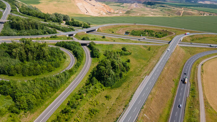 Modern Highway Cloverleaf Interchange in Germany