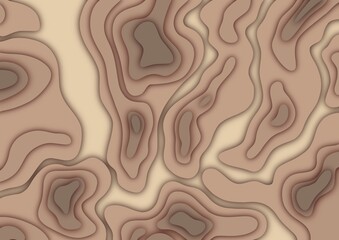 Abstract beige topographic paper cut background 