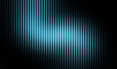 Abstract background featuring vertical blue glowing light bars creating a mysterious illuminated digital screen or curtain effect