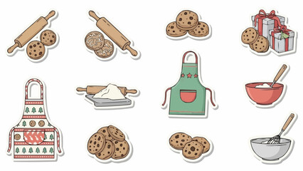 Baking cookies set with aprons and gift boxes