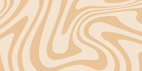 Beige marble acrylic swirl seamless pattern. Coffee latte, caramel, ice cream texture. 1970s trippy psychedelic waves print background.