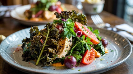 served with kale chips.