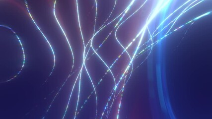 Soft glowing light trails flowing across a dark background