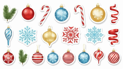 Vibrant Christmas ornaments and decorations set