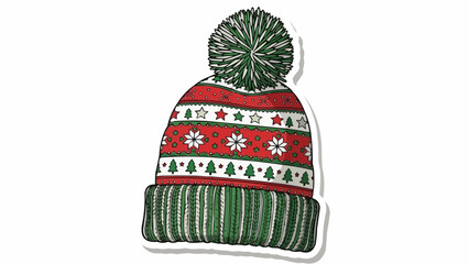 Festive Christmas beanie with pom pom and holiday patterns